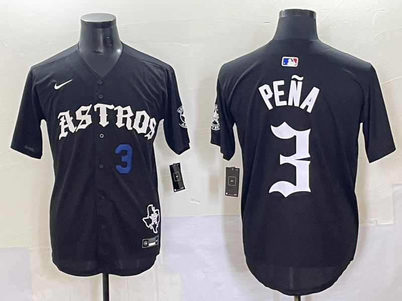 Men Houston Astros #3 Pena Black Five generations Joint Name Nike MLB 2025 Jersey style 3->houston astros->MLB Jersey